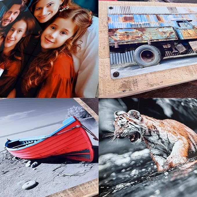 MUNDAZE Custom Portrait Metal Print on Reclaimed Wood Pallet Frame – Personalized Family Photo Gift – Glossy Aluminum Wall Art Keepsake – Made and Shipped in USA (12 x 8)