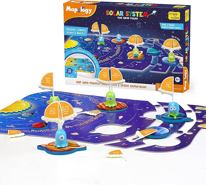 Imagimake Mapology Solar System for Kids | Educational Toys for Kids 5-7 | Space Toys | Puzzles for Kids Ages 4-8 | Planet Puzzles for Kids Ages 4-8 | Birthday and Christmas Gift for Boy & Girls