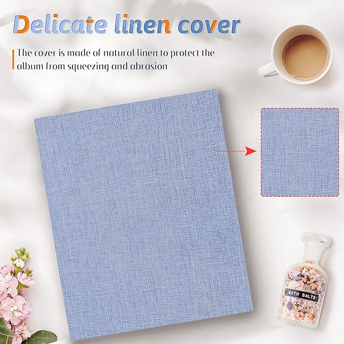 Popotop Photo Album 4x6 100 Pockets for Wedding Gifts,Linen Hardcover Picture Albums for Family Anniversary Baby Vacation Pictures