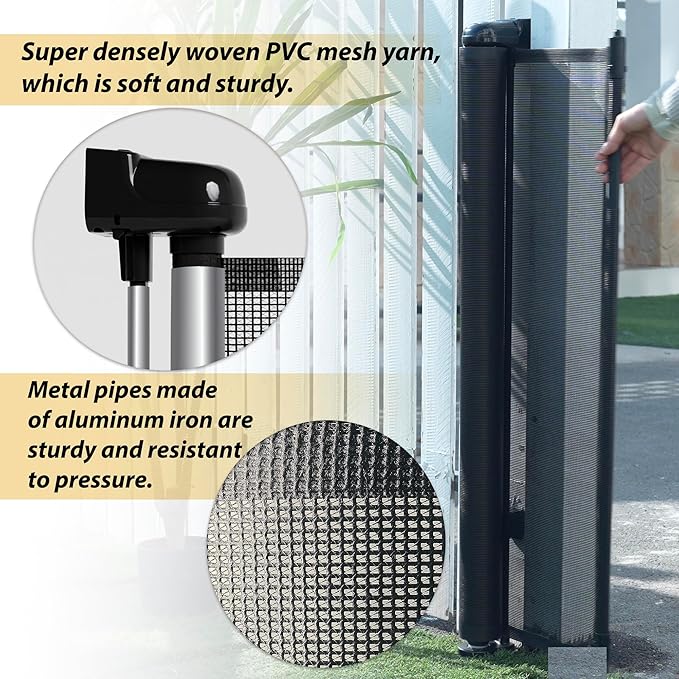 200" Retractable Baby Gates Extra Wide for Large Opening, 41" Extra Tall Retractable Dog Gate Pet Gates, Long Child Safety Mesh Gate with Fiberglass Rods for Stairs, Doorways, Hallways, Indoor/Outdoor