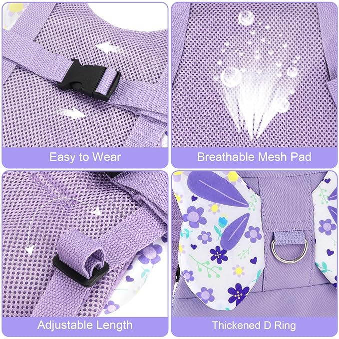 Accmor Toddler Harness Leash, Cute Butterfly Kids Leash + Anti Lost Wrist Link for Outdoor Travel, Mini Child Walking Harness Wristband Assistant Strap Belt for Baby Girls (Purple)