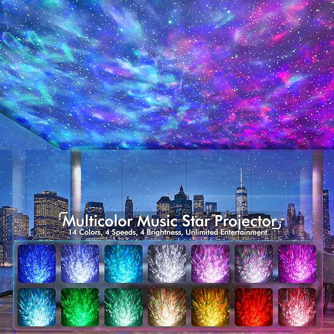 Rossetta Galaxy Projector, Star Projector for Bedroom, Night Lights for Kids Room with White Noise, Bluetooth Speaker, Timer and Remote, Room Decor, Gifts for Girls, Boys, Adults, Christmas, Birthday