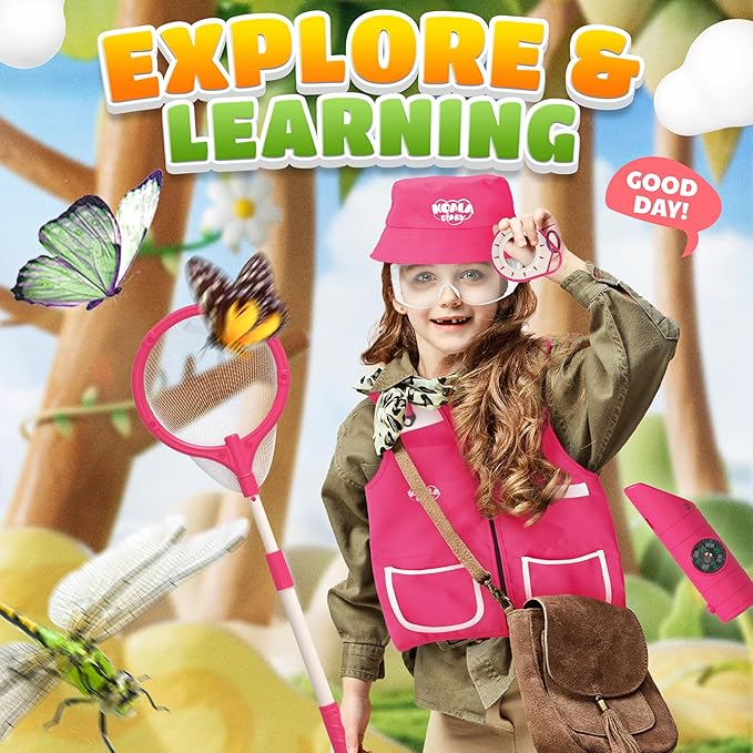 SMILESSKIDDO Bug Catcher for Kids, 25 Pcs Kids Explorer Kit & Kid Bug Catching Kit - Kid Nature Kits Outdoor Adventure Toys for Girls 3+ Years Old