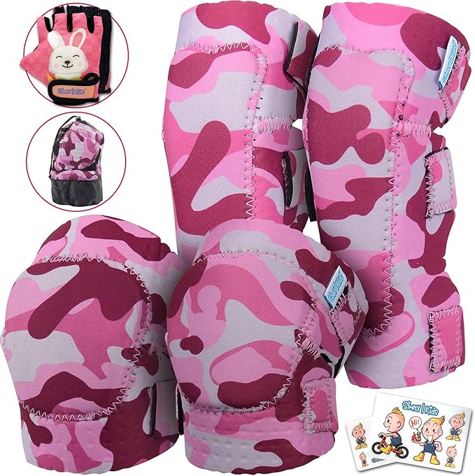 Soft-Style Kids Knee and Elbow Pads with Bike Gloves, Flexible Impact-Resistant Gear for Ages 2-11, Designed for Balance Bikes, Roller-Skating, and Skateboarding