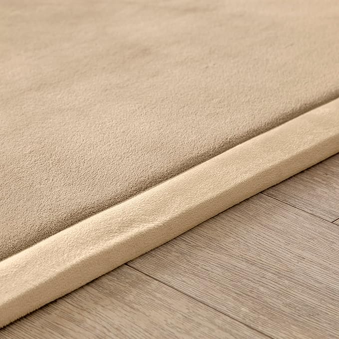 Loartee Nursery Rug Coral Velvet Crawling Area Rug (6'8"x9'2", Brown) for Toddler Children Play, Yoga, Exercise Pads Carpet