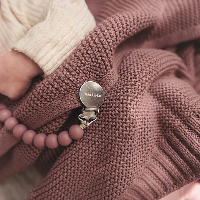 Heritage Knit Organic Cotton Receiving Swaddle Blanket for Girls - 100% Luxury Organic Cotton Knit Warm Cozy Crib Quilt Swaddle Blanket for Newborns Infants Babies & Toddlers (0-2Yrs - Sugar Plum)