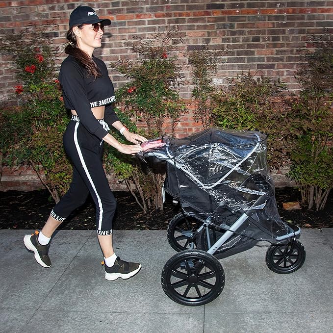 Graco Baby Jogging Stroller Universal Rain Cover, Ventilated Weather Shield, Waterproof, Windproof, Versatile Size to Fit Most Jogging Strollers, Vinyl, Clear, Plastic