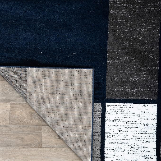 Rugshop Contemporary Modern Boxes Area Rug 9' x 12' Navy
