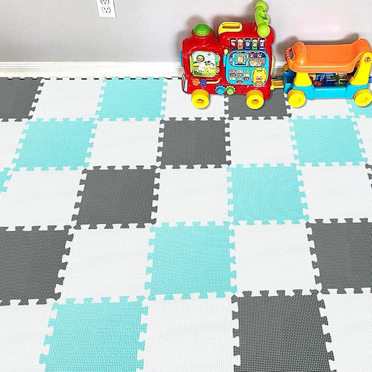 YIMINYUER® 25 Tiles (30cm×30cm×1cm Each Tile) Baby Soft Puzzle Play Mats, Kids Thick EVA Foam Floor, Toddlers & Children's Soft Interlocking Mat R01R08R12G301025