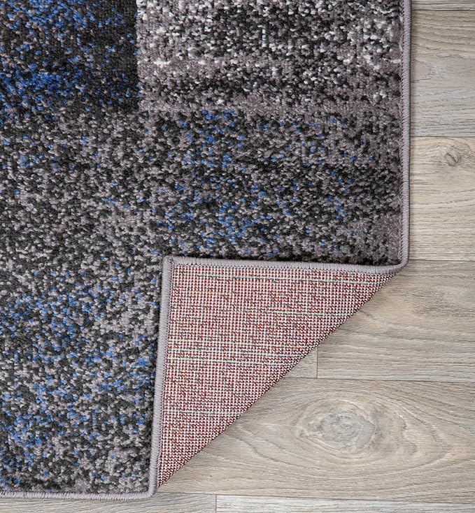 Rugshop Modern Distressed Boxes Area Rug 3' 3" x 5' Blue