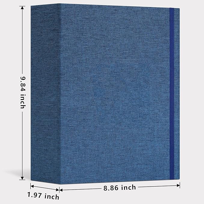 Vienrose Linen 3-Ring Photo Album Holds 190 Photos, 160 4x6 Photos and 30 6x8 Pictures, Picture Album with Multiple Size Pockets, Memory Book for Family Wedding Anniversary Baby, Blue