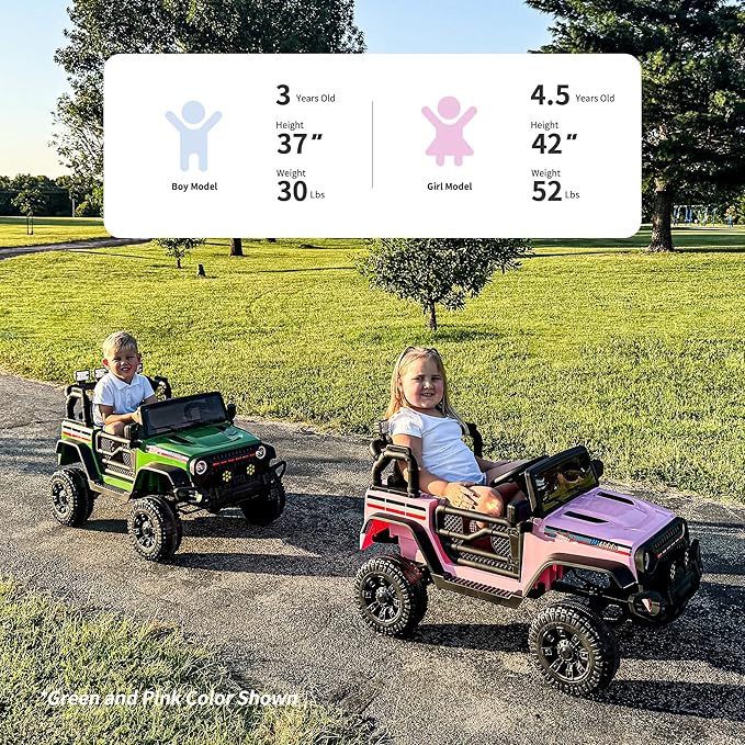 4WD Kids Ride on Car Truck, 12V 7Ah Kids Electric Vehicles Car Ride on Toy for Toddlers 3-5 with Remote Control - Red